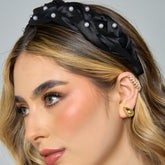 Diadema Perlas Tejido Trenza Negra Primavera - Bambú Rosa Joyas y Accesorios